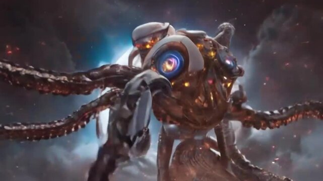 war machine in robo nano time , ai video generative