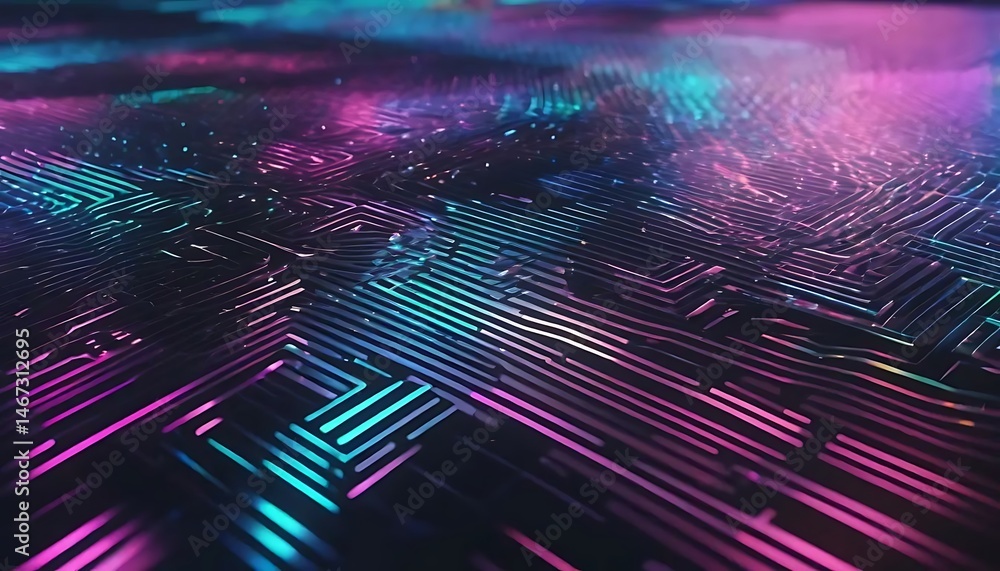 Aufkleber abstract glowing network of illuminated lines creates a futuristic and technological mood.