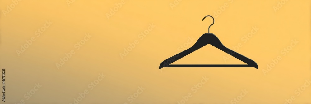 Poster minimalist flat art of a clothing hanger with a clear gradient background transitioning to a warm to