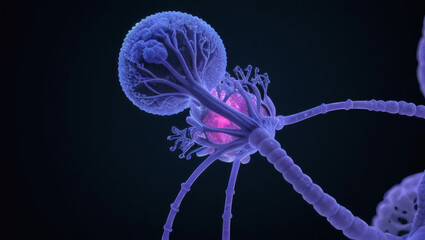Obraz premium Neurons Cells Concept – Abstract Neural Network with Glowing Synapses