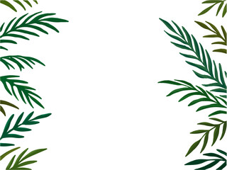 green leaves frames border - watercolor illustration styled
