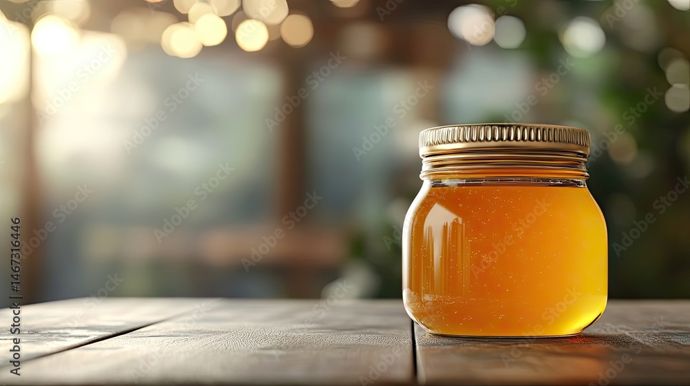 Poster orange jam with metallic lid mockup isolated on transparent background for food product display