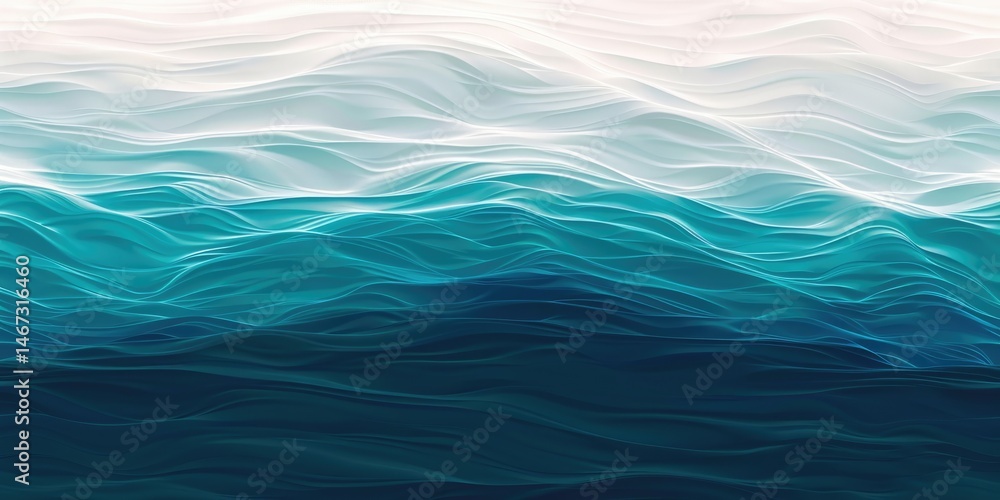 Poster abstract blue and white wave layers. modern digital design of ocean wave with blue and white color w