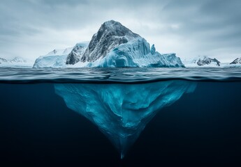 Obraz premium Antarctic iceberg underwater, dramatic glacial landscape