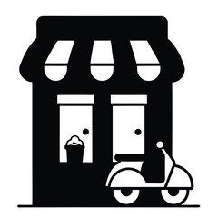 Local Shop Delivery Service Scooter Icon Illustration