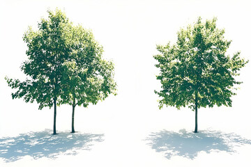 Obraz premium Two Green Trees on White Background Illustration