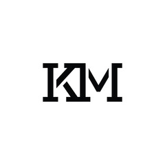 Obraz premium KM monogram logo design letter text name symbol monochrome logotype alphabet character simple logo