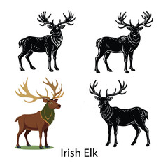 Irish Elk linocut vactor