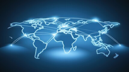 Fototapeta premium Glowing global network illustration representing international connections and digital infrastructure of the modern world and future trends