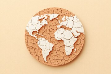 Cracked Soil Forming a Globe Pattern Highlights Earth's Vulnerability to Environmental Issues