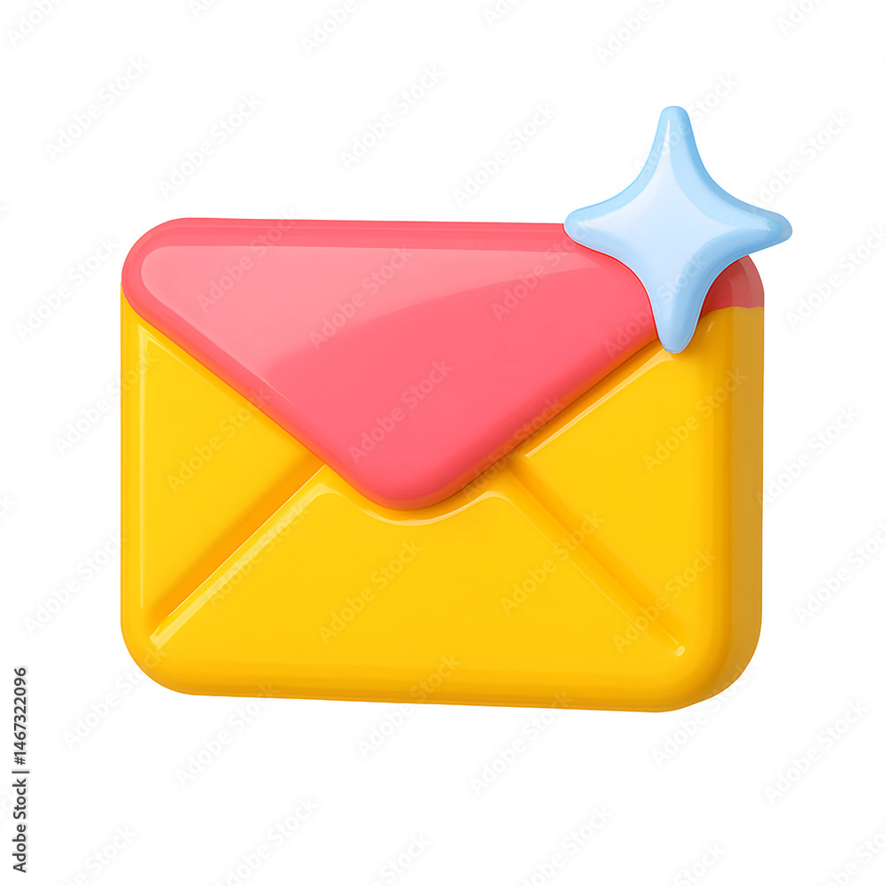 Poster colorful 3d envelope icon designed for business and technology applications with a shiny element on 