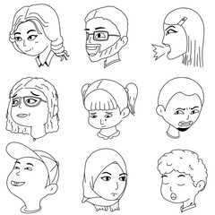 set of faces of different emotions