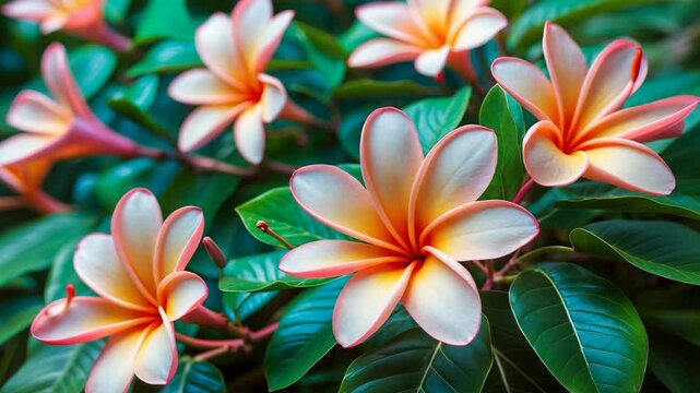 Blooming flower set against vibrant green leaves.