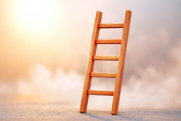 Ladder Reaching Into a Soft, Smoky Fog Under a Warm, Ethereal Light at Dusk