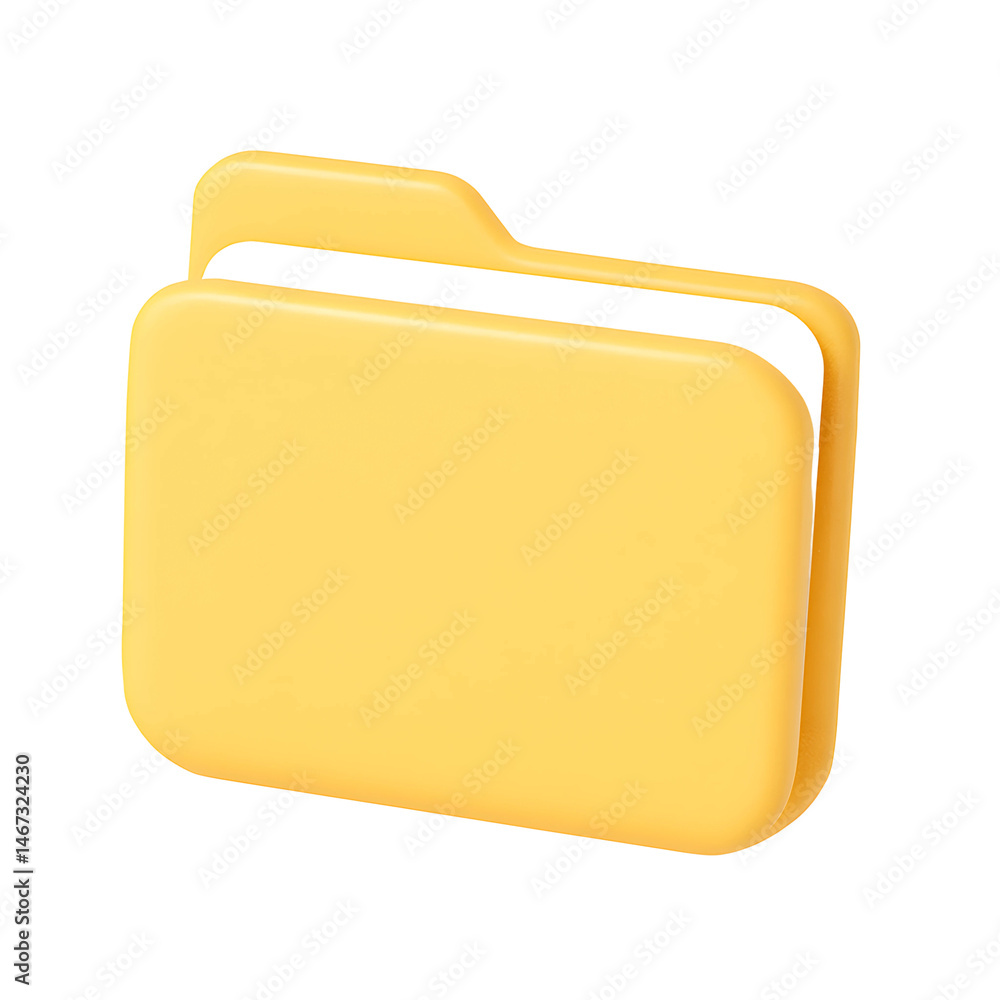 Poster bright yellow 3d folder icon designed for business and technology applications featuring a transpare