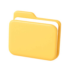 Bright yellow 3D folder icon designed for business and technology applications featuring a transparent background