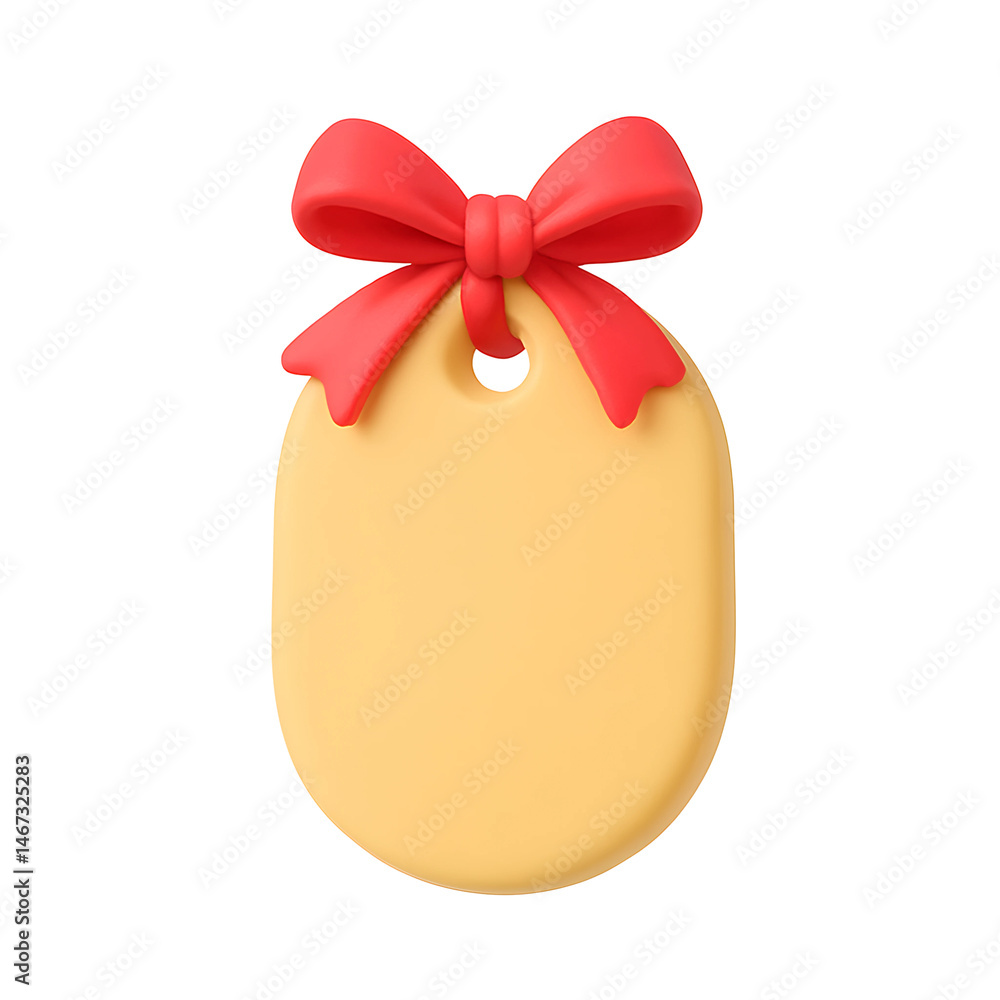 Poster modern 3d business tag icon with a red bow designed on a transparent background for technology-focus