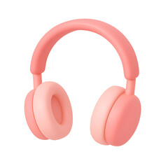 Modern 3D pink headphones design featuring smooth curves and a transparent background for innovative technology and business applications