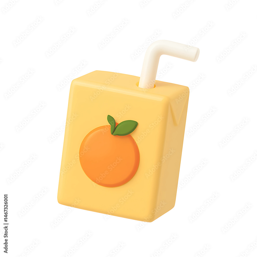 Poster creative 3d orange juice box icon with transparent background showcasing a playful design ideal for 