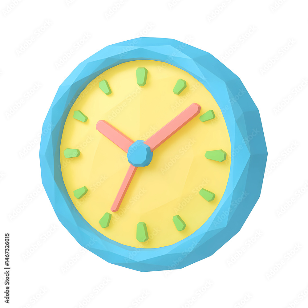 Poster bright and colorful 3d clock design showcasing modern aesthetics suitable for technology and busines