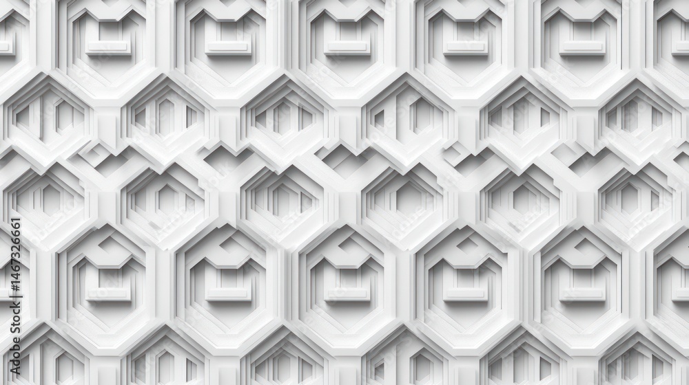 Poster abstract white hexagonal geometric pattern background texture.