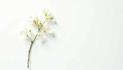 Single, delicate sapling against pure white backdrop, leaf, stock photo