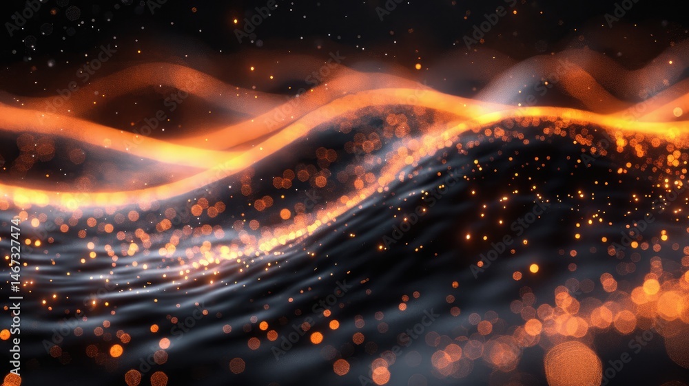 Poster abstract picture of neon light particle with digital technology style design connecting become dynam
