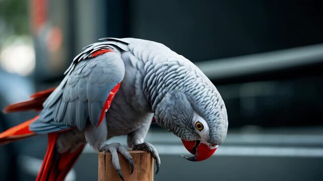 Parrot sitting closely on the stand