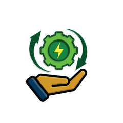 sustainable icon. green energy vector in hand. reuse, recycle, net zero, green energy, eco-friendly concept. Simple 3D design style