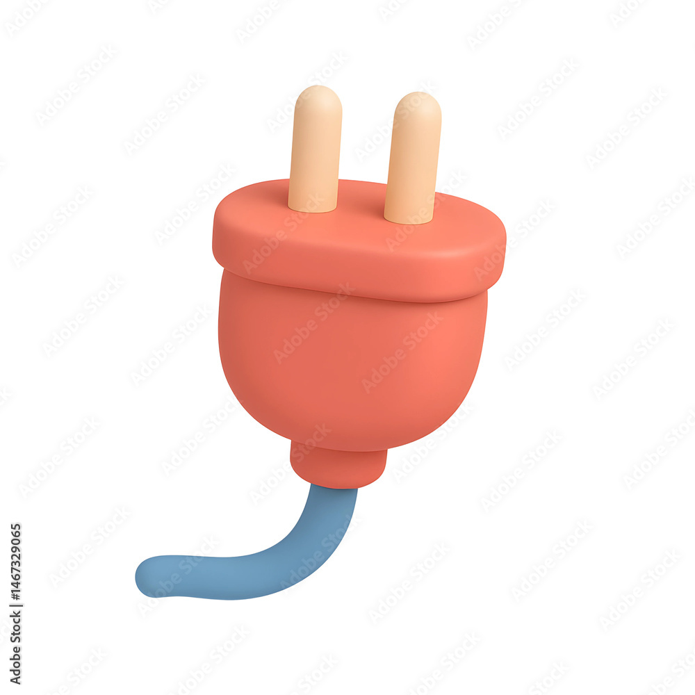Poster colorful 3d electric plug icon with a blue cord on a transparent background representing technology 