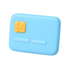 Modern blue 3D card icon placed on a transparent background highlighting business technology and digital payment concepts