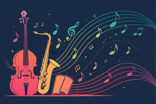 Design a vibrant, modern music poster vector featuring bold gradient inscriptions and geometric shapes.  Include space for event details.