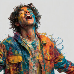 Joyful celebration of colorful expression outdoor festival portrait photography vibrant atmosphere