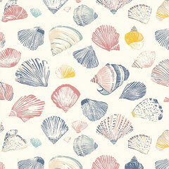 sea shells seamless pattern