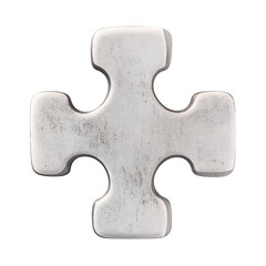 Single white puzzle piece on a transparent background, representing connection, solution, and strategy Concept of business, teamwork, and problemsolving