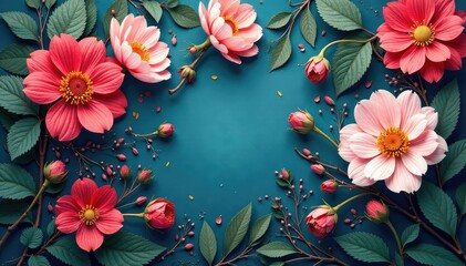 Intricate floral design with delicate leaves and blossoms , nature background, elegant, seamless