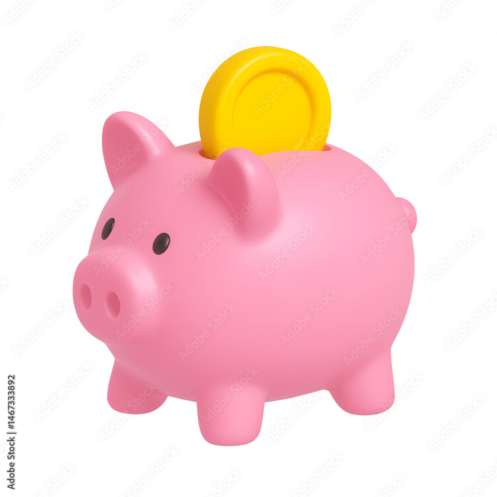 Poster piggy bank icon representing savings and finance concepts with a modern design and transparent backg