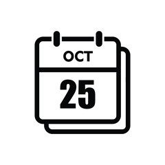 calender icon, 25 october icon with white background