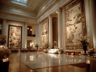 Grand hall, art tapestry, elegant reception