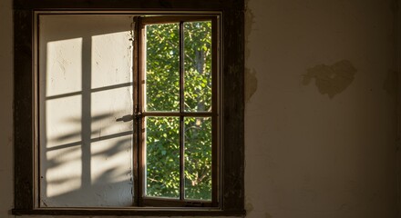 Open Window with Sunlit Wall