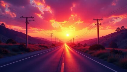 Obraz premium Vibrant sunset hues, orange, pink, & purple sky, texture, color, sky