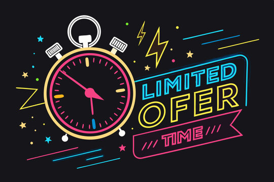 Design a vibrant vector background for a limited-time offer, featuring bold typography and a sense of urgency.  Include geometric shapes and gradients.