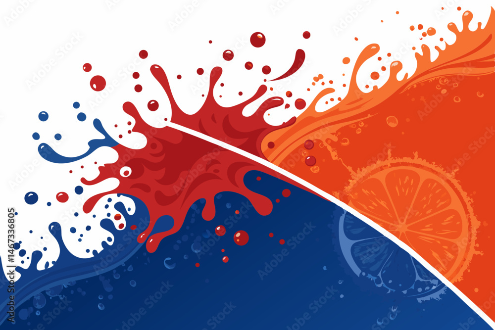 Poster create a bold, vibrant vector background for a product pamphlet, featuring dynamic geometric shapes 