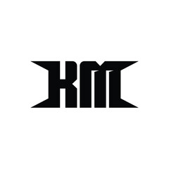 KM monogram logo design letter text name symbol monochrome logotype alphabet character simple logo