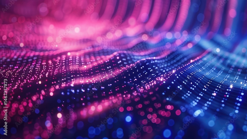 Poster abstract picture colorful light particle with digital technology style design connecting become dyna