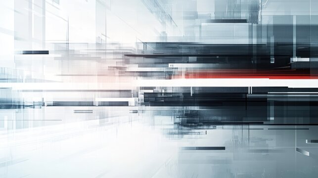 Abstract digital art with grey, white, and red lines creating a sense of depth and movement.
