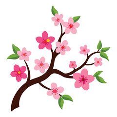 Pink cherry blossom on a blooming tree branch shows the beauty of spring flowers in nature