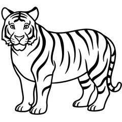 black and white tiger line art