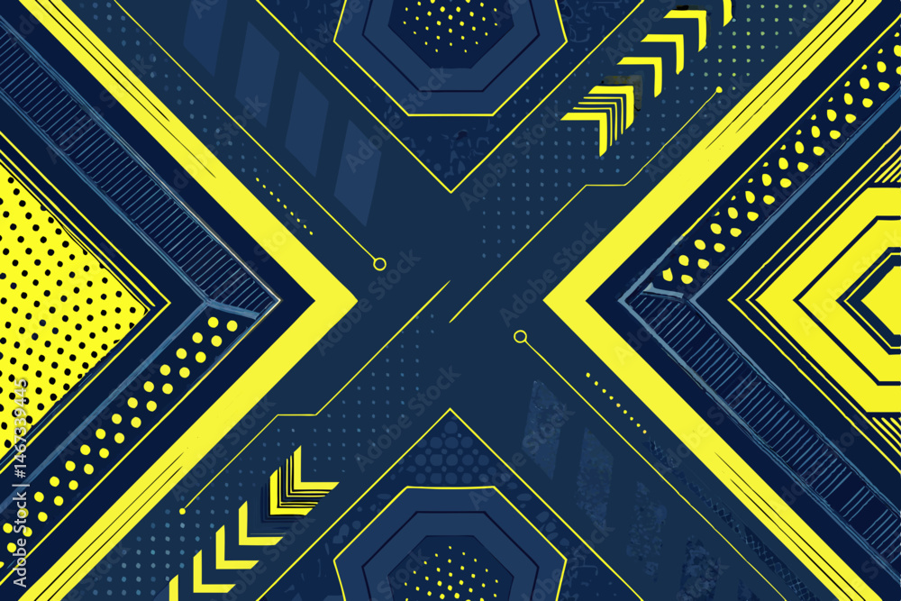 Poster create a vibrant vector background featuring bold, geometric techno patterns in neon colors, ideal f