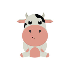 Cartoon Cow Icon Vector Design.